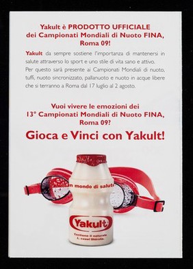 Tuffati nel benessere : Yakult è prodotto ufficiale dei Campionati Mondiali di Nuoto FINA, Roma 09 / Yakult Italia.