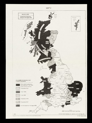 Brucellosis : attested and eradication as at 18 August 1975 : programme to the end of 1977, eradicaton areas declared / [Prepared and drawn by Survey Section, Ministry of Agriculture, Fisheries and Food].