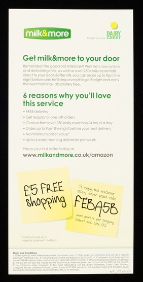 Your local milkman is now online : top up on over 250 daily essentials : milk&more / Dairy Crest Ltd.