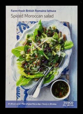 Spiced Moroccan salad : farm-fresh British Romaine lettuce : £1.43 per serve : two of your five a day ... / Tesco.