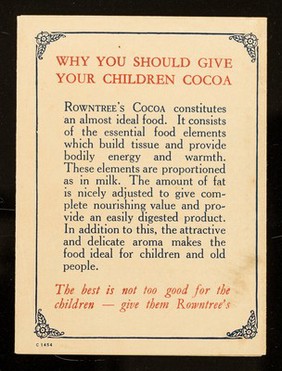 The cocoa the children like : Rowntree's Cocoa : famous for flavour / Rowntree & Co. Ltd.