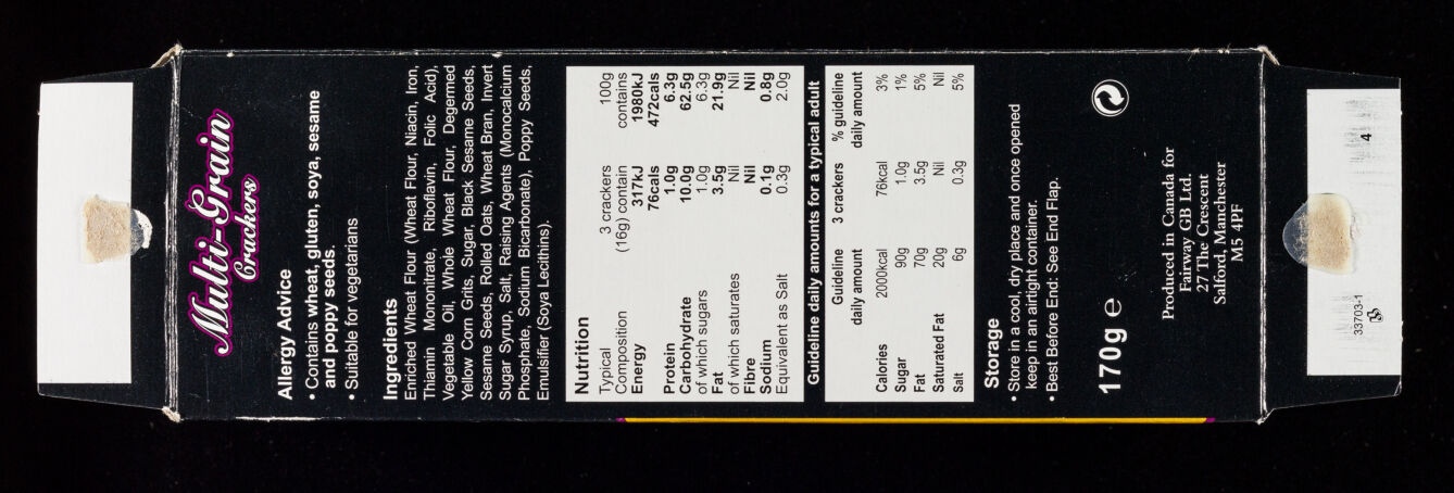 Multi-grain crackers : 170 g. / Fairway GB Ltd.