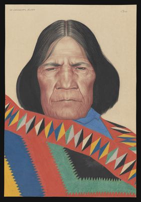 Dan Wildman or Little Thunder, a Native American. Pastel by W. Langdon Kihn, 192-.