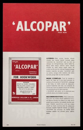 'Alcopar' brand dispersible granules ... / Burroughs Wellcome & Co. (the Wellcome Foundation Ltd.).