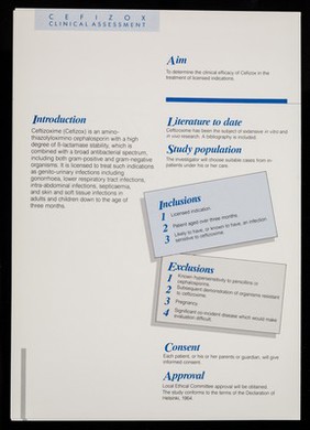 Cefizox clinical assessment protocol / Wellcome Foundation Ltd.