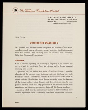 Unsuspected diagnoses 2 / Burroughs Wellcome & Co.