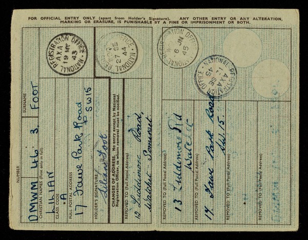 National registration identity card.