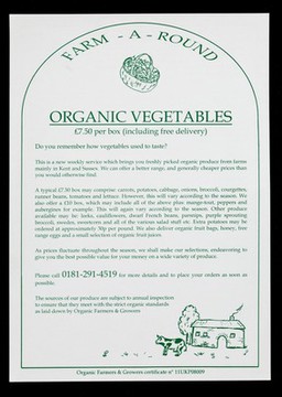 Organic vegetables : £7.50 per box (including free delivery) / Farm-A-Round.
