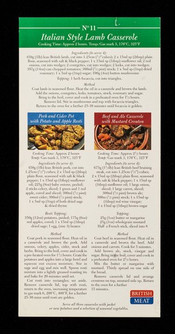 Casseroles for Winter / Meat & Livestock Commission.
