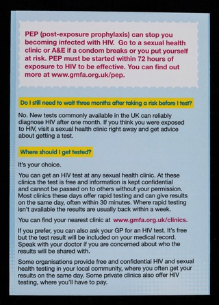 Get tested! : If you're a sexually active gay man you should have an HIV test at least once a year. Here's why... / NAT, GMFA, BASHH.