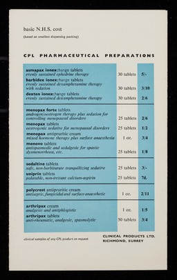 CPL pharmaceutical preparations / Clinical Products Ltd.