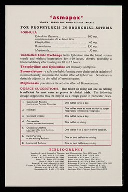 A new concept in the treatment of bronchial asthma : 24 hours prophylaxis with one morning and one evening dose : 'asmapax' / Clinical Products Ltd.