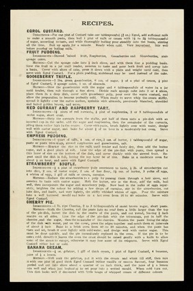 Egrol custard powder : (vanilla, standard & escoya flavours) makes the egg-like custard : delicious and health-giving with Summer fruits ... / F.W. Hampshire & Co. Ltd.