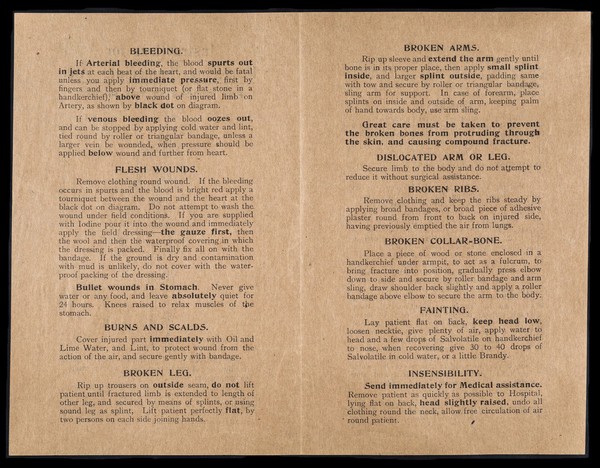 Instructions for rendering immediate aid : for troops at the front / drafted and designed by Major MacLure.