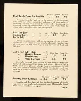 Brand's invalid foods : retail price list / Brand & Co. Ltd.