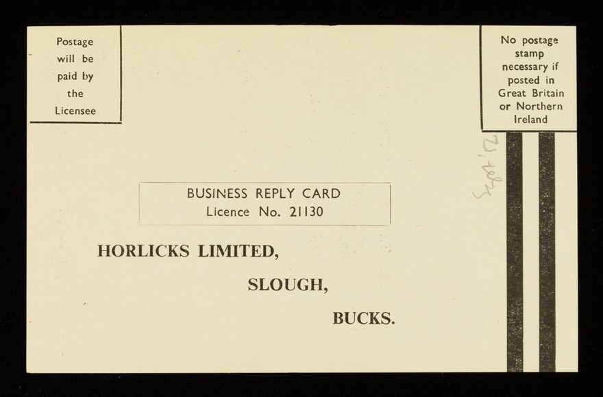 Order postcard ... : please supply ... bottles Horlicks ... / Horlicks Limited.