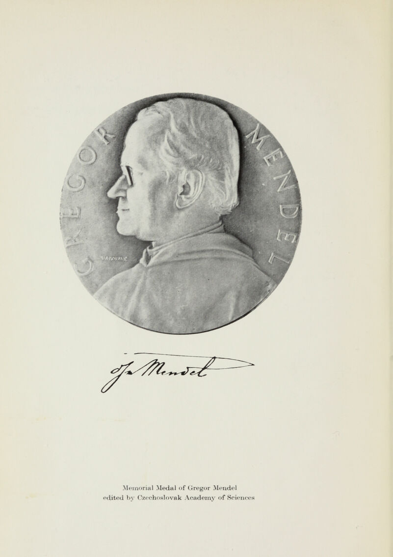 Memorial Medal of Gregor >Lendel edited by Czechoslovak Academy of Sciences