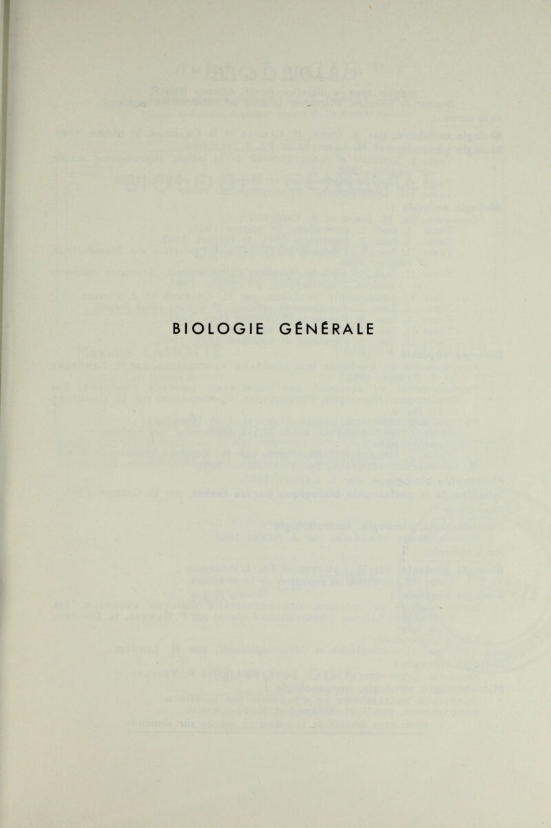 BIOLOGIE GÉNÉRALE