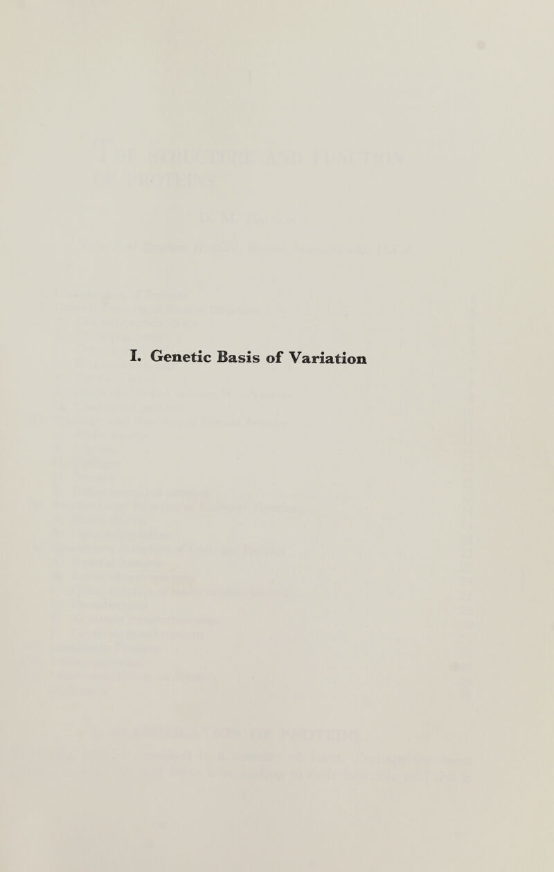 I. Genetic Basis of Variation