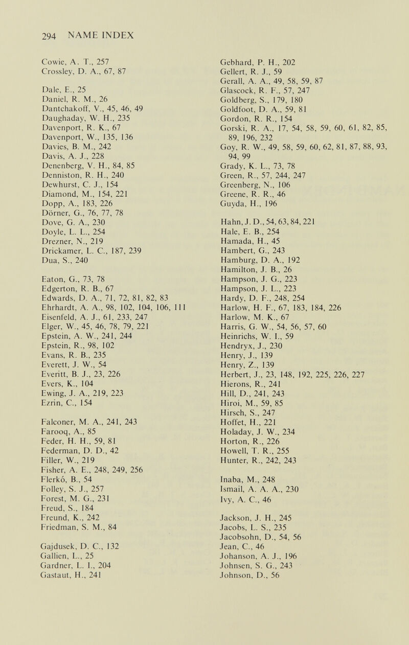 294 NAME INDEX Cowie, A. T., 257 Crossley, D. A., 67, 87 Dale, E., 25 Daniel, R. M., 26 Dantchakoff, V., 45, 46, 49 Daughaday, W. H., 235 Davenport, R. K., 67 Davenport, W., 135, 136 Davies, B. M., 242 Davis, A. J., 228 Denenberg, V. H., 84, 85 Denniston, R. H., 240 Dewhurst, C. J., 154 Diamond, M., 154, 221 Dopp, A., 183, 226 Dörner, G., 76, 77, 78 Dove, G. A., 230 Doyle, L. L., 254 Drezner, N., 219 Drickamer, L. C., 187, 239 Dua, S-, 240 Eaton, G., 73, 78 Edgerton, R. В., 67 Edwards, D. A., 71, 72, 81, 82, 83 Ehrhardt, A. A., 98, 102, 104, 106, 111 Eisenfeld, A. J., 61, 233, 247 Elger, W., 45, 46, 78, 79, 221 Epstein, A. W., 241, 244 Epstein, R., 98, 102 Evans, R. В., 235 Everett, J. W., 54 Everitt, В. J., 23, 226 Evers, К., 104 Ewing, J. A., 219, 223 Ezrin, е., 154 Falconer, M. A., 241, 243 Farooq, A., 85 Feder, H. H., 59, 81 Federman, D. D., 42 Filler, W., 219 Fisher, A. E., 248, 249, 256 Flerkó, В., 54 Folley, S. J., 257 Forest, M. G., 231 Freud, S-, 184 Freund, К., 242 Friedman, S. M., 84 Gajdusek, D. C., 132 Gallien, L., 25 Gardner, L. I., 204 Gastaut, H., 241 Gebhard, P. H., 202 Geliert, R. J., 59 Gerall, A. A., 49, 58, 59, 87 Glascock, R. F., 57, 247 Goldberg, S., 179, 180 Goldfoot, D. A., 59, 81 Gordon, R. R., 154 Gorski, R. A., 17, 54, 58, 59, 60, 61, 82, 85, 89, 196, 232 Goy, R. W., 49, 58, 59, 60, 62, 81, 87, 88, 93, 94, 99 Grady, K. L., 73, 78 Green, R., 57, 244, 247 Greenberg, N., 106 Greene, R. R., 46 Guyda, H., 196 Hahn,J.D.,54,63,84, 221 Haie, E. В., 254 Hamada, H., 45 Hambert, G., 243 Hamburg, D. A., 192 Hamilton, J. В., 26 Hampson, J. G., 223 Hampson, J. L., 223 Hardy, D. F., 248, 254 Harlow, H. F., 67, 183, 184, 226 Harlow, M. К., 67 Harris, G. W., 54, 56, 57, 60 Heinrichs, W. L, 59 Hendryx, J., 230 Henry, J., 139 Henry, Z., 139 Herbert, J., 23, 148, 192, 225, 226, 227 Hierons, R., 241 Hill, D., 241, 243 Hiroi, M., 59, 85 Hirsch, S., 247 Hoffet, H., 221 Holaday, J. W., 234 Horton, R., 226 Howell, T. R., 255 Hunter, R., 242, 243 Inaba, M., 248 Ismail, A. A. A., 230 Ivy, A. C., 46 Jackson, J. H., 245 Jacobs, L. S., 235 Jacobsohn, D., 54, 56 Jean, C., 46 Johanson, A. J., 196 Johnsen, S. G., 243 Johnson, D., 56