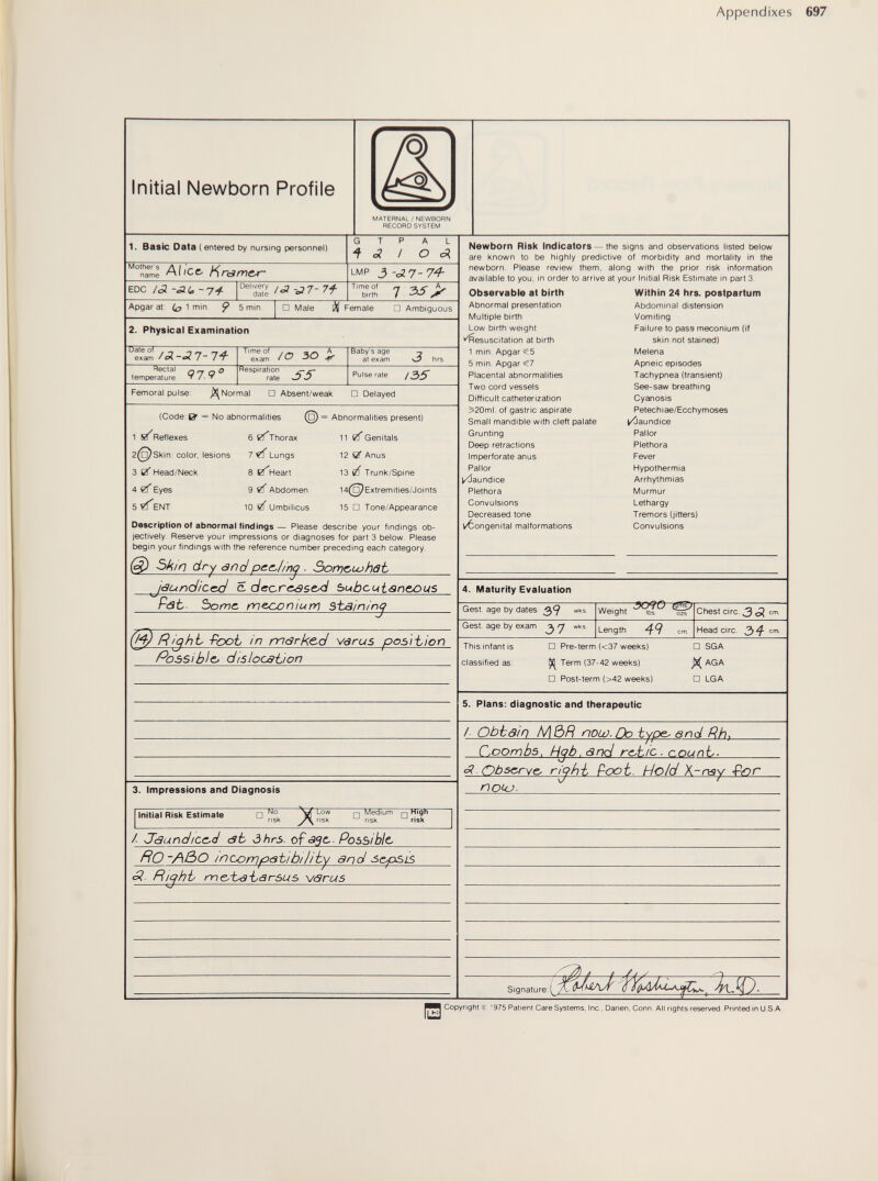 Appendixes 697 Г! Copyright !975 Patient Care Systems. Inc., Derlen, Conn. All rights reserved. Printed in U.S.A.