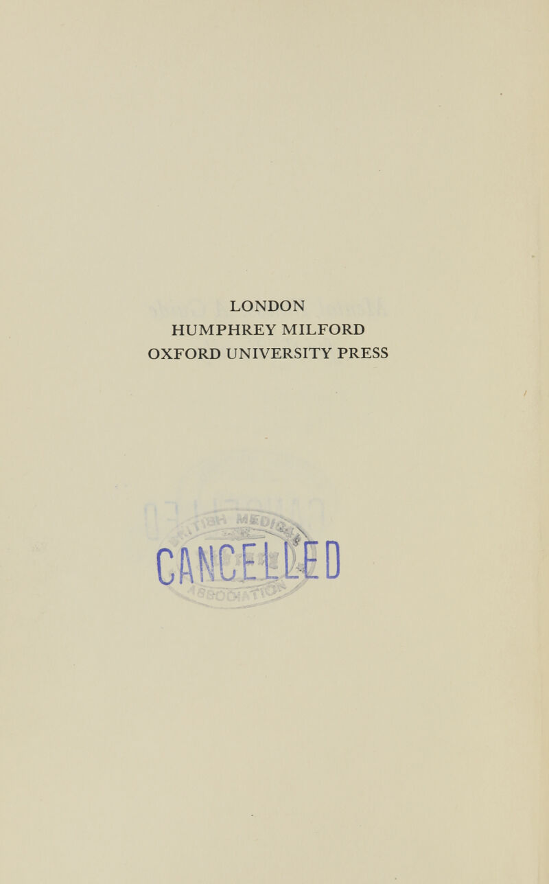 LONDON HUMPHREY MILFORD OXFORD UNIVERSITY PRESS