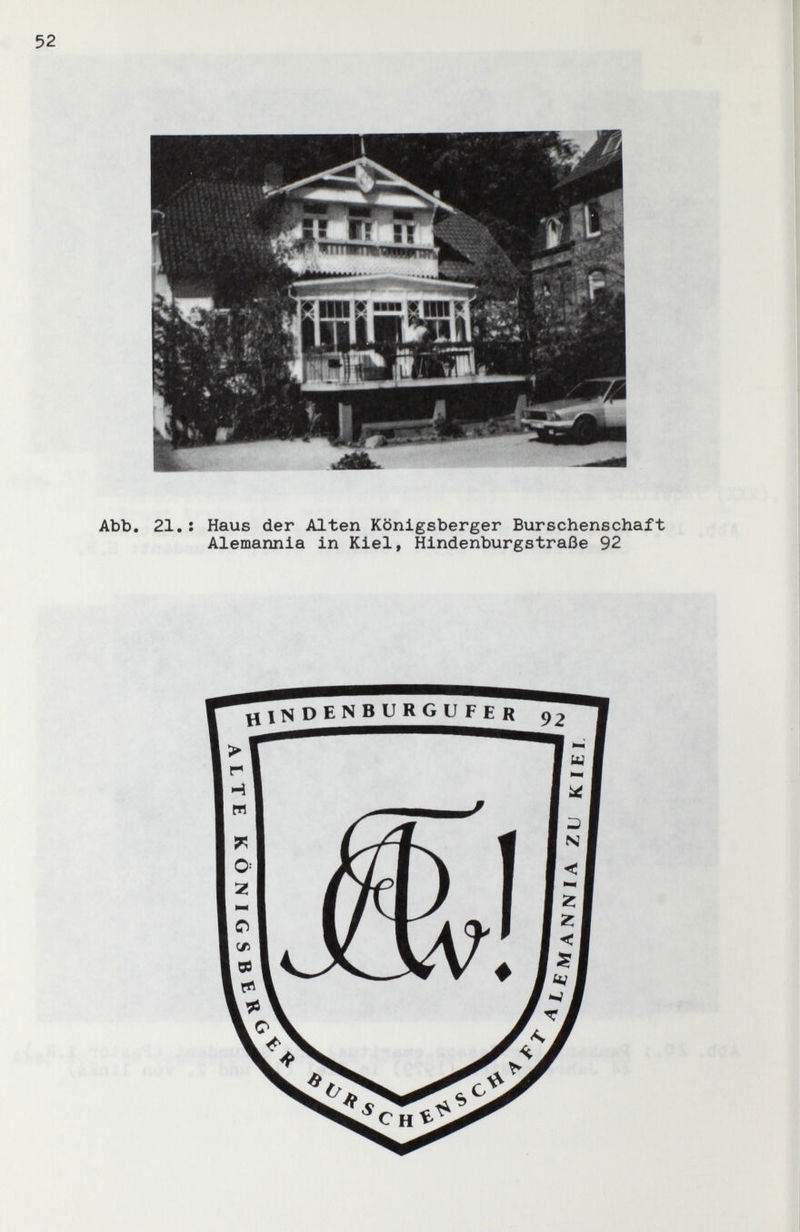 52 АЪЪ. 21.: Haus der Alten Königsberger Burschenschaft Alemannia in Kiel, Hindenburgstraße 92