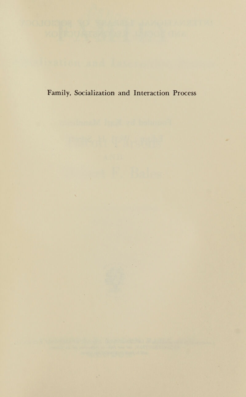 Family, Socialization and Interaction Process