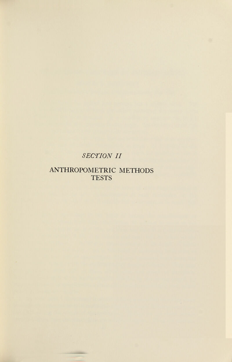 SECTION II ANTHROPOMETRIC METHODS TESTS
