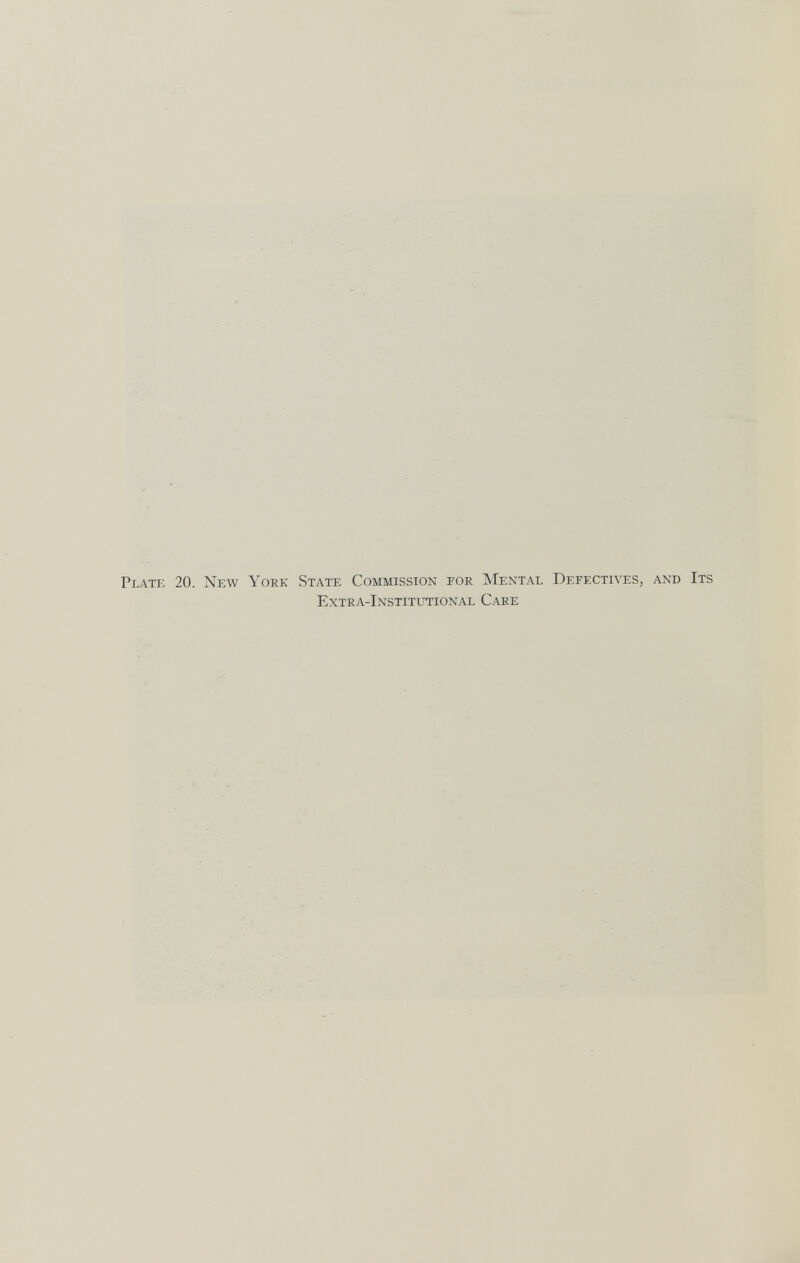 Plate 20. New York State Commission for Mental Defectives, and Its Extra-Institutional Care