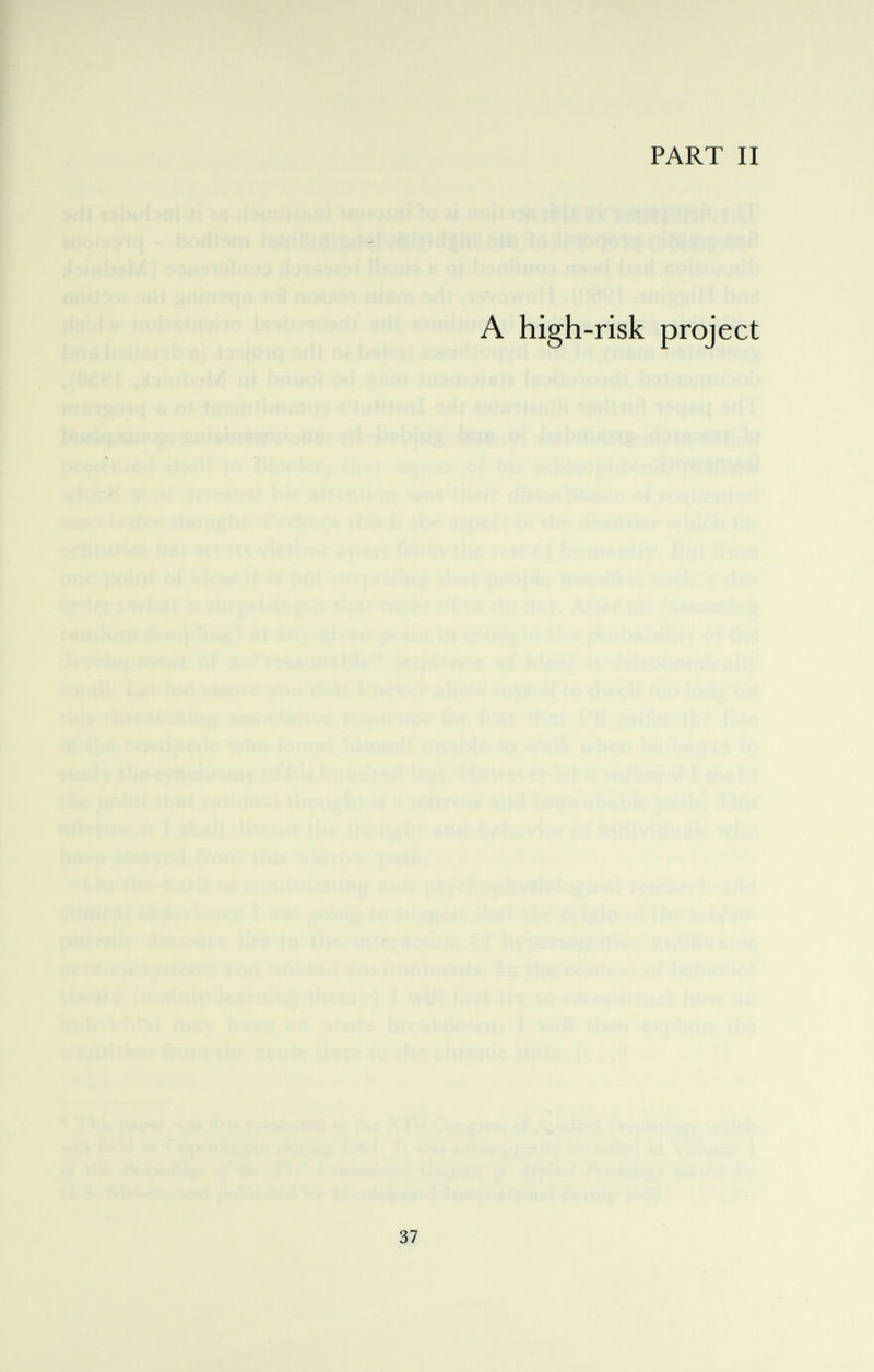 PART II A high-risk project 37