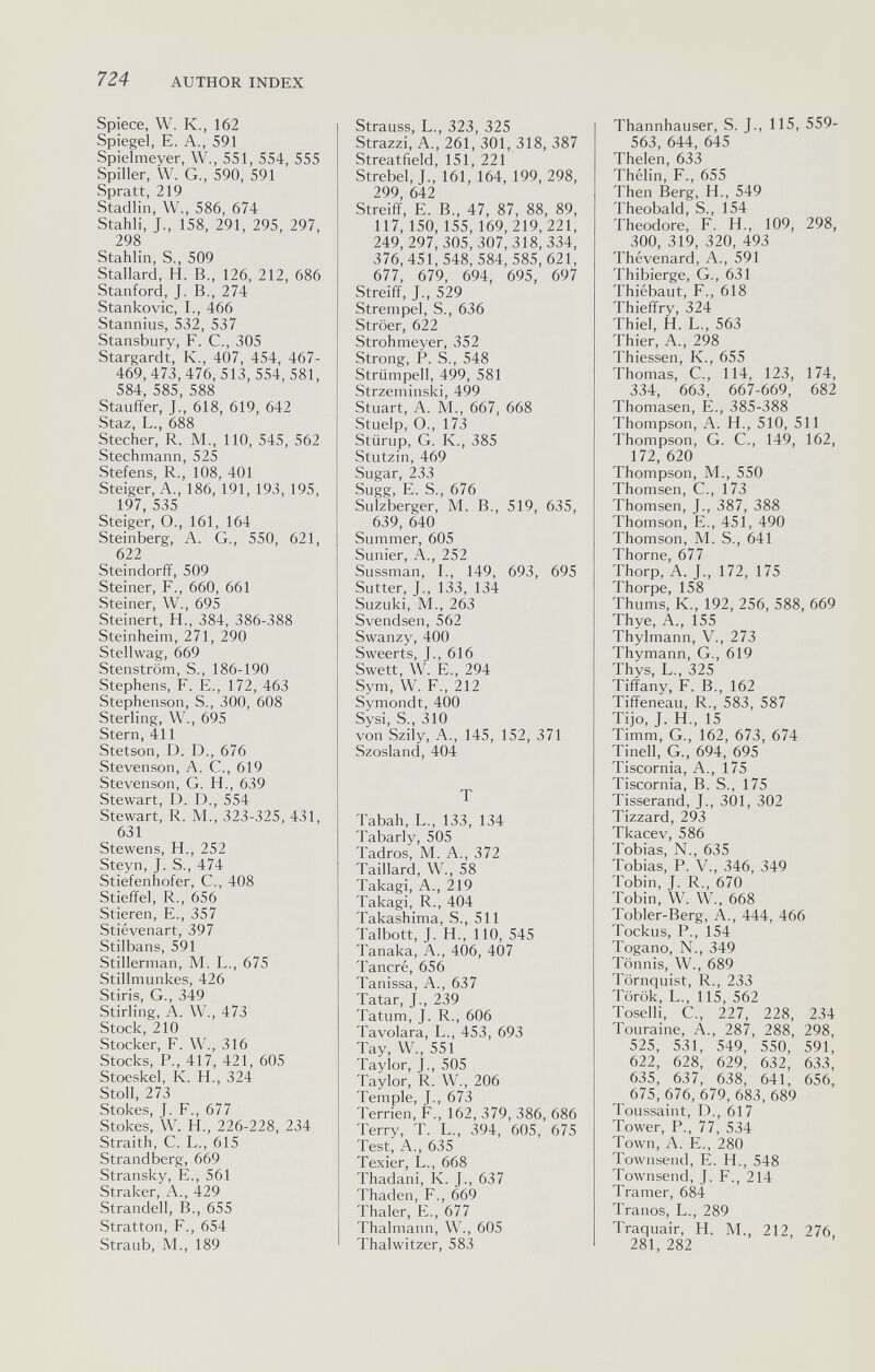 724 AUTHOR INDEX Spiece, W. К., 162 Spiegel, E. A., 591 Spielmeyer, W., 551, 554, 555 Spiller, W. G., 590, 591 Spratt, 219 Stadlin, W., 586, 674 Stahli, J., 158, 291, 295, 297, 298 Stahlin, S., 509 Stallard, H. В., 126, 212, 686 Stanford, J. В., 274 Stankovic, I., 466 Stannius, 532, 537 Stansbury, F. C., 305 Stargardt, K., 407, 454, 467- 469,473,476,513,554, 581, 584, 585, 588 Stauffer, J., 618, 619, 642 Staz, L., 688 Stecher, R. M., 110, 545, 562 Stechmann, 525 Stefens, R., 108, 401 Steiger, A., 186, 191, 193, 195, 197 SSS Steiger, О., 161, 164 Steinberg, A. G., 550, 621, 622 Steindorff, 509 Steiner, F., 660, 661 Steiner, W., 695 Steinert, H., 384, 386-388 Steinheim, 271, 290 Stellwag, 669 Stenström, S., 186-190 Stephens, F. E., 172, 463 Stephenson, S., 300, 608 Sterling, W., 695 Stern, 411 Stetson, D. D., 676 Stevenson, A. C., 619 Stevenson, G. H., 639 Stewart, D. D., 554 Stewart, R. M., 323-325, 431, 631 Stewens, H., 252 Steyn, J. S., 474 Stiefenhofer, C., 408 Stieffei, R., 656 Stieren, E., 357 Stiévenart, 397 Stilbans, 591 Stillerman, M. L., 675 Stillmunkes, 426 Stiris, G., 349 Stirling, A. W., 473 Stock, 210 Stocker, F. W., 316 Stocks, P., 417, 421, 605 Stoeskel, К. H., 324 Stoll, 273 Stokes, J. F., 677 Stokes, W. H., 226-228, 234 Straith, C. L., 615 Strandberg, 669 Stransky, E., 561 Straker, A., 429 Strandeil, В., 655 Stratton, F., 654 Straub, M., 189 Strauss, L., 323, 325 Strazzi, A., 261, 301, 318, 387 Streatfield, 151, 221 Strebel, J., 161, 164, 199, 298, 299, 642 Streiff, E. В., 47, 87, 88, 89, 117, 150, 155, 169,219, 221, 249, 297, 305, 307, 318, 334, 376,451,548,584,585, 621, 677, 679, 694, 695, 697 Streiff, J., 529 Strempel, S., 636 Ströer, 622 Strohmeyer, 352 Strong, P. S., 548 Strümpell, 499, 581 Strzeminski, 499 Stuart, A. M., 667, 668 Stuelp, О., 173 Stürup, G. К., 385 Stutzin, 469 Sugar, 233 Sugg, E. S., 676 Sulzberger, M. В., 519, 635, 639, 640 Summer, 605 Sunier, A., 252 Sussman, I., 149, 693, 695 Sutter, J., 133, 134 Suzuki, M., 263 Svendsen, 562 Swanzy, 400 Sweerts, J., 616 Swett, W. E., 294 Sym, W. F., 212 Symondt, 400 Sysi, S., 310 von Szily, A., 145, 152, 371 Szosland, 404 T Tabah, L., 133, 134 Tabarly, 505 Tadros, M. A., 372 Taillard, W., 58 Takagi, A., 219 Takagi, R., 404 Takashima, S., 511 Talbott, J. H., 110, 545 Tanaka, A., 406, 407 Tañeré, 656 Tanissa, A., 637 Tatar, J., 239 Tatum, J. R., 606 Tavolara, L., 453, 693 Tay, W., 551 Taylor, J., 505 Taylor, R. W., 206 Temple, J., 673 Terrien, F., 162, 379, 386, 686 Terry, T. L., 394, 605, 675 Test, A., 635 Texier, L., 668 Thadani, K. J., 637 Thaden, F., 669 Thaler, E., 677 Thalmann, W., 605 Thalwitzer, 583 Thannhauser, S. J., 115, 559- 563, 644, 645 Thelen, 633 Thélin, F., 655 Then Berg, H., 549 Theobald, S., 154 Theodore, F. H., 109, 298, 300, 319, 320, 493 Thévenard, A., 591 Thibierge, G., 631 Thiébaut, F., 618 Thieffry, 324 Thiel, H. L., 563 Thier, A., 298 Thiessen, К., 655 Thomas, С., 114, 123, 174, 334, 663, 667-669, 682 Thomasen, E., 385-388 Thompson, A. H., 510, 511 Thompson, G. C., 149, 162, 172, 620 Thompson, M., 550 Thomsen, C., 173 Thomsen, J., 387, 388 Thomson, E., 451, 490 Thomson, M. S., 641 Thorne, 677 Thorp, A. J., 172, 175 Thorpe, 158 Thums, К., 192, 256, 588, 669 Thye, A., 155 Thylmann, V., 273 Thymann, G., 619 Thys, L., 325 Tiffany, F. В., 162 Tiffeneau, R., 583, 587 Tijo, J. H., 15 Timm, G., 162, 673, 674 Tinell, G., 694, 695 Tiscornia, A., 175 Tiscornia, B. S., 175 Tisserand, J., 301, 302 Tizzard, 293 Tkacev, 586 Tobias, N., 635 Tobias, P. v., 346, 349 Tobin, J. R., 670 Tobin, W. W., 668 Tobler-Berg, A., 444, 466 Tockus, P., 154 Togano, N., 349 Tönnis, W., 689 Törnquist, R., 233 Török, L., 115, 562 Toselli, C., 227, 228, 234 Touraine, A., 287, 288, 298, 525, 531, 549, 550, 591, 622, 628, 629, 632, 633, 635, 637, 638, 641, 656, 675, 676, 679, 683,689 Toussaint, D., 617 Tower, P., 77, 534 Town, A. E., 280 Townsend, E. H., 548 Townsend, J. F., 214 Tramer, 684 Tranos, L., 289 Traquair, H. M., 212, 276, 281, 282