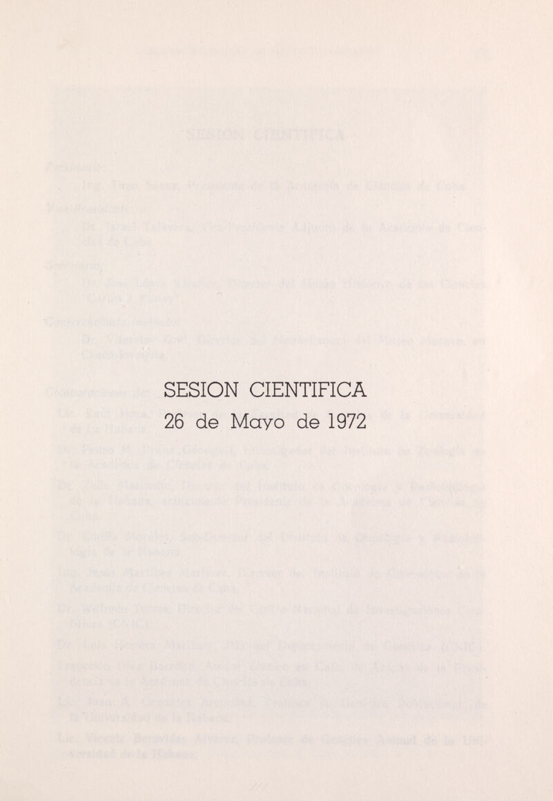 SESION CIENTIFICA 26 de Mayo de 1972