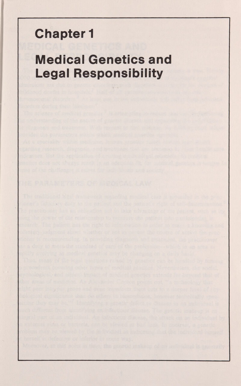 Chapter 1 Medical Genetics and Legal Responsibility