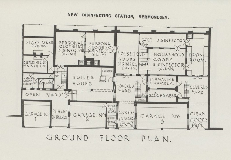 NEW DISINFECTING STATION, BERMONDSEY. GROUND FLOOR PLAN.
