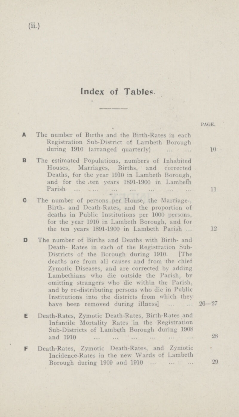 (viii.) PAGE. Delirium Tremens, Deaths from 107 Density, per acre (Lambeth) 113 Dentition, Diseases of 108 Depots (Refuse and Manure) 203—204 Depot (Milk) 149—160 Destruction of Rats 69 Developmental Diseases 108 Diagnosis (Bacteriological) 20.5—207 Diarrhoea 83—91 „ Age Distribution of 84 „ Monthly Mortality 86 „ Inner and Outer Wards 85 „ Registration Sub-Districts 84 Dietetic Diseases 107 Digestive System, Diseases of 107 Diphtheria 69—75 „ Age Distribution of 71 „ Antitoxin in 75 „ Decrease of 69—71 „ Bacteriological Examination in 72, 206 „ Outbreak in Hospital 72—73 „ Registration Sub-Districts 72 „ Pseudo-Bacilli 206 „ and Schools 73—75 Disinfection. Details of 160—165 „ Statistics 164—165 „ Certificates 166 Disinfecting Department 160—166 „ Refuges 163 Distribution (free) of Antitoxin 75, 207 Drain Testing 40—44. 123, 133 Drain Testing (explosion) 132 Drain Testing with Water 123. 133 Drainage Delects 40—44, 123 „ Cases 201—202 „ Control of (supervision) 133 „ Combined 125 Drainage, Legal Proceedings 125. 201—202 . Dropsy, Deaths from 125, 201-202 Drowning, Deaths from 107, 212 Dust Depots 203—204 Earth Temperatures and Diarrhoea 83 Effluvium Nuisances 203 Enteric Fever (See Typhoid).