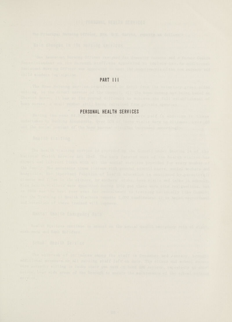 PART III PERSONAL HEALTH SERVICES