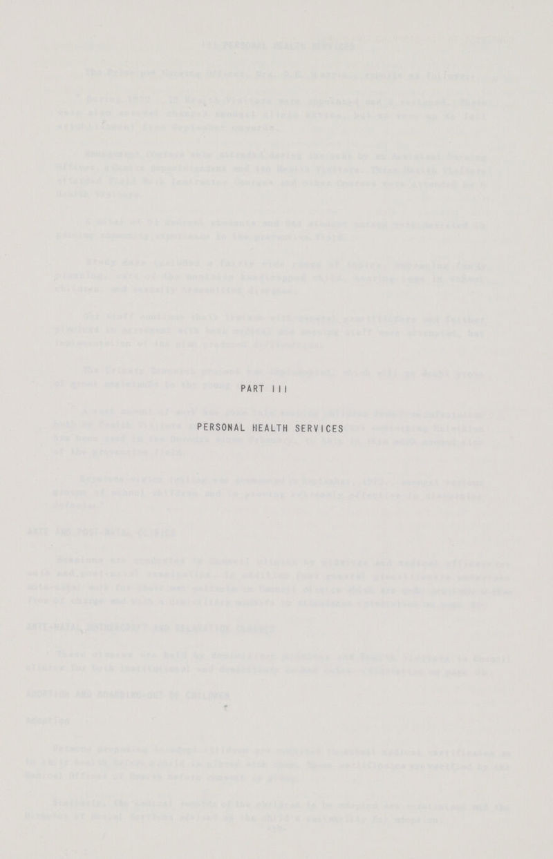 PART III PERSONAL HEALTH SERVICES