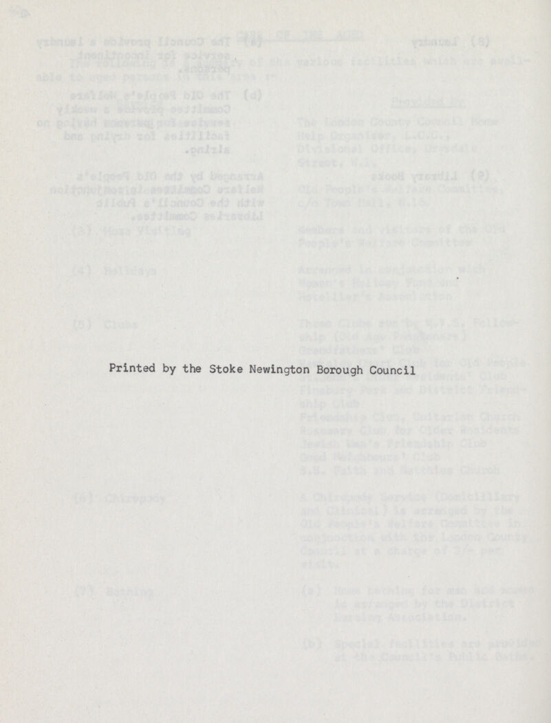 Printed by the Stoke Newington Borough Council