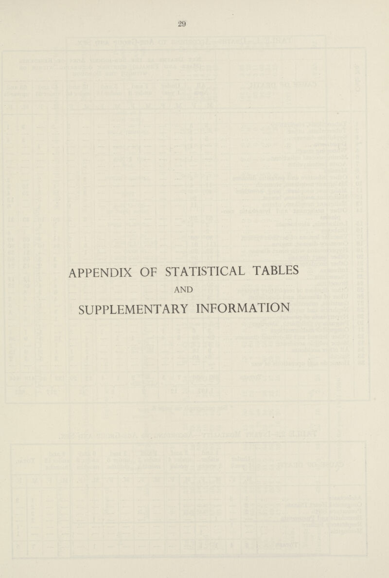 29 APPENDIX OF STATISTICAL TABLES AND SUPPLEMENTARY INFORMATION