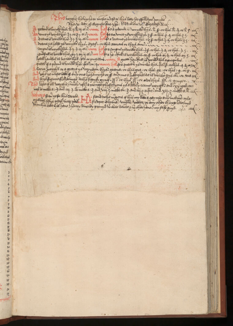 Page from Henry Dyngley&rsquo;s compilation of recipes, Wellcome MS 244, featuring his initials