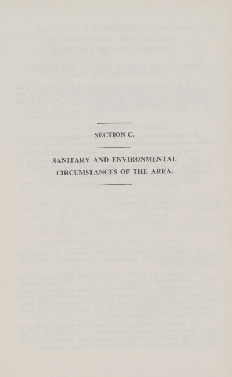 SECTION C. SANITARY AND ENVIRONMENTAL CIRCUMSTANCES OF THE AREA.