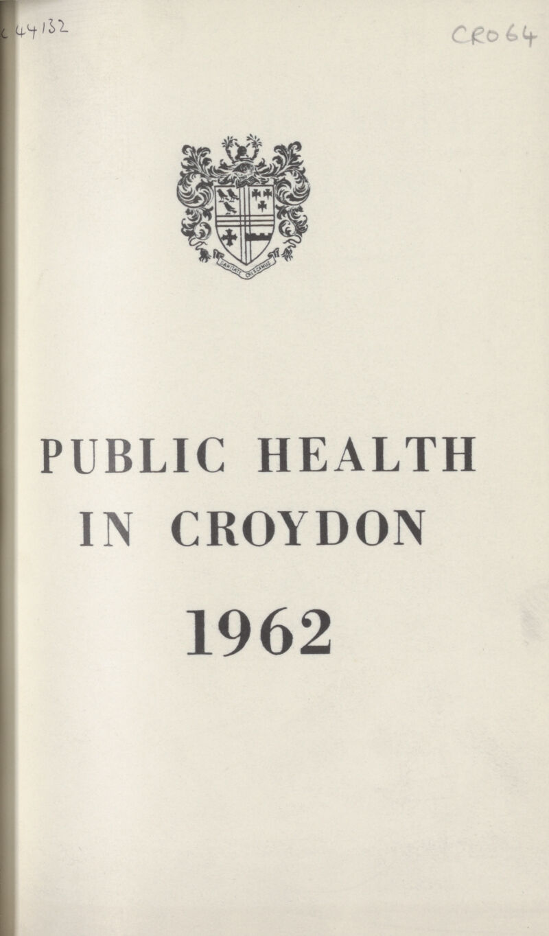 C 44132 CRO 64 PUBLIC HEALTH IN CROYDON 1962