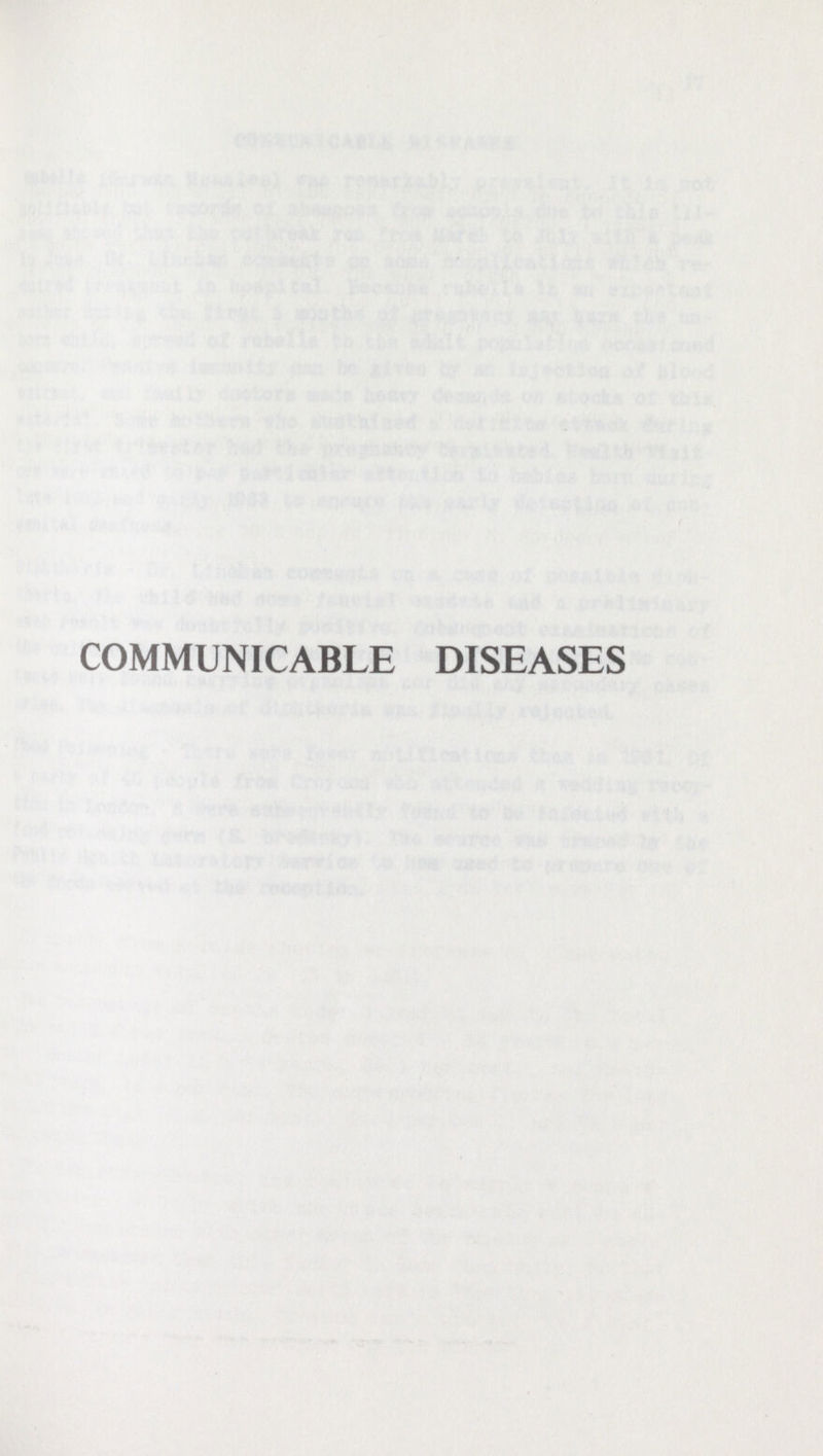 COMMUNICABLE DISEASES