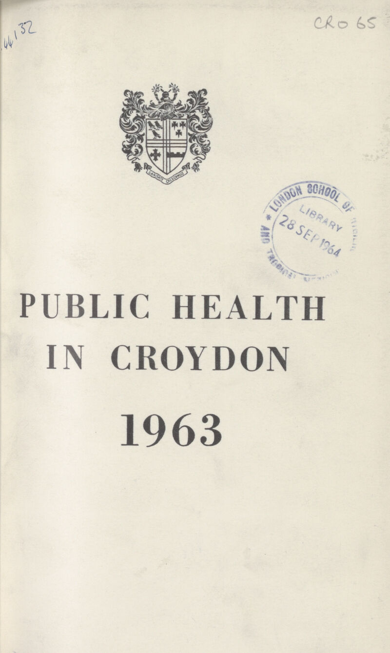 44132 CRO 65 PUBLIC HEALTH IN CROYDON 1963