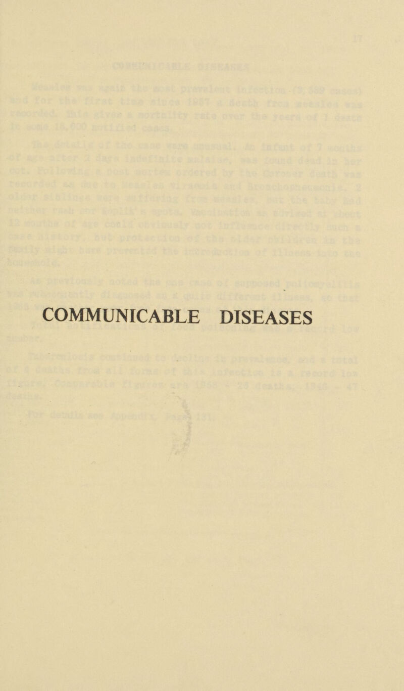 COMMUNICABLE DISEASES
