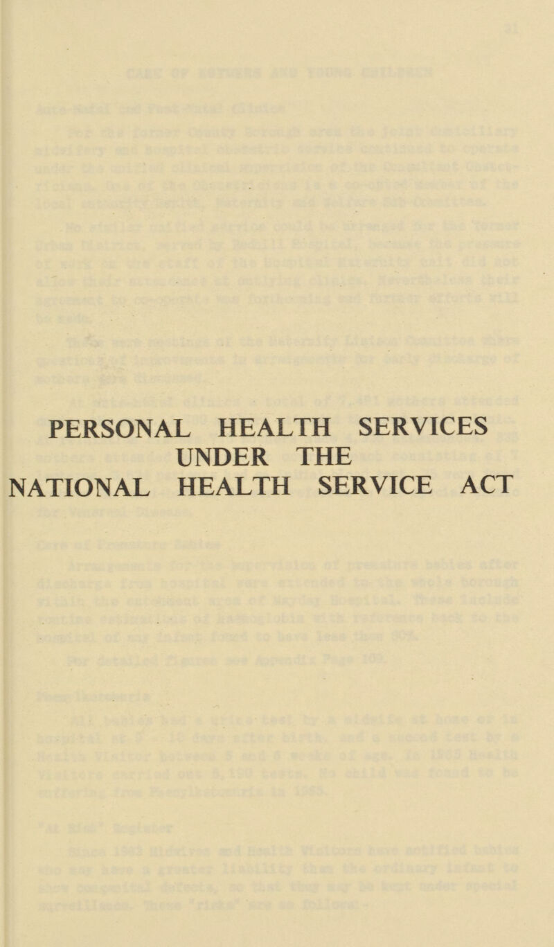 PERSONAL HEALTH SERVICES UNDER THE NATIONAL HEALTH SERVICE ACT