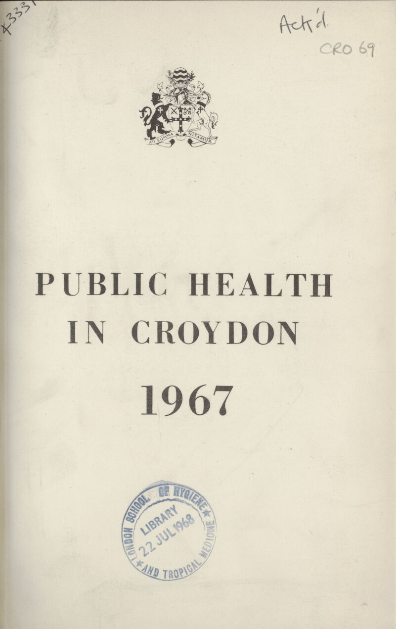 4333 Act's d CRO 69 PUBLIC HEALTH IN CROYDON 1967