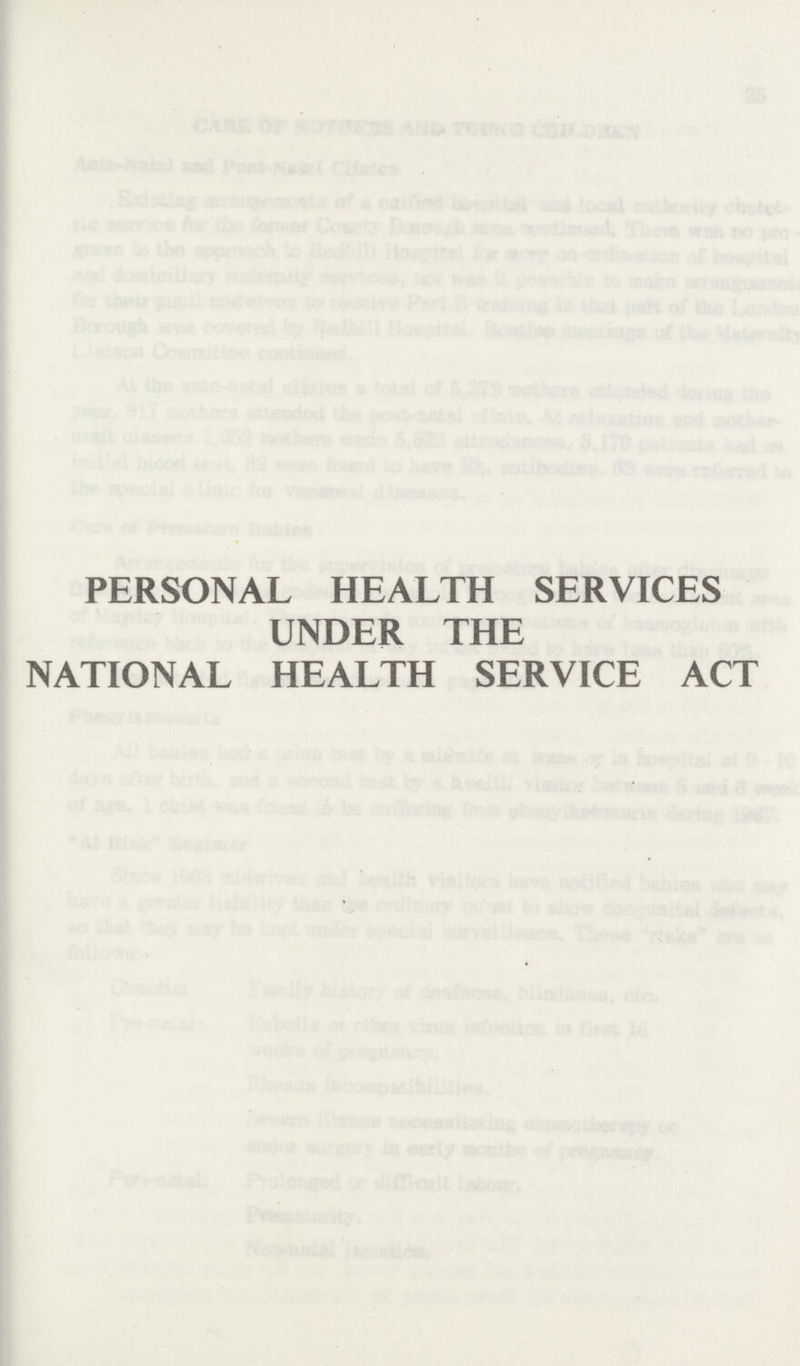 PERSONAL HEALTH SERVICES UNDER THE NATIONAL HEALTH SERVICE ACT