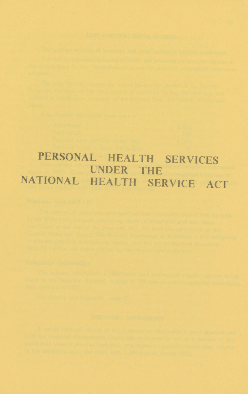 PERSONAL HEALTH SERVICES UNDER THE NATIONAL HEALTH SERVICE ACT